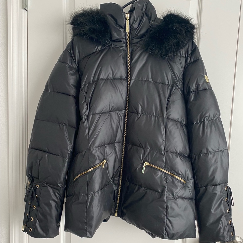 Kensie black faux fur puffer coat